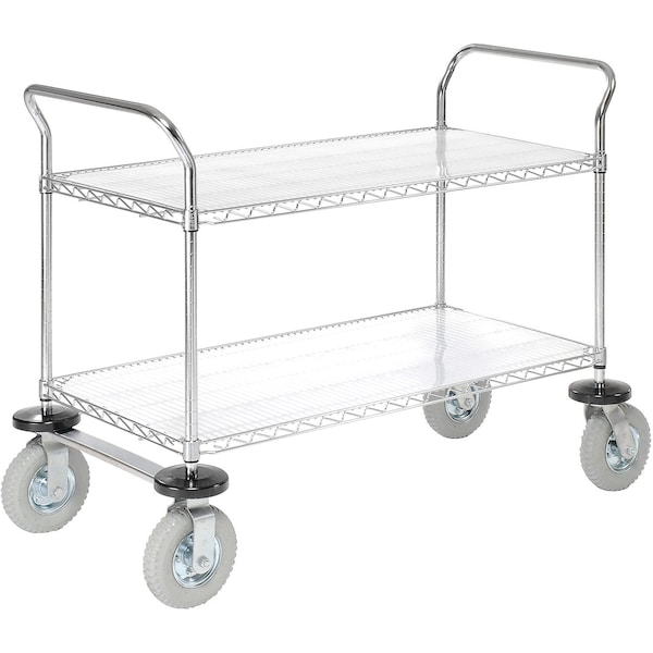 Global Equipment Nexel Utility Cart, 3 Shelf, Nexelate , 42"L x 24"W x 39"H, Polyurethane Brake Casters 2442P3EPB - main